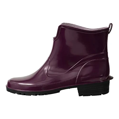 Abbildung von Ladeheid Gummistiefel Damen Kurz Wasserdicht Damenschuhe Elegant und Bequem LA 930 (Weinrot/Schwarz, 37 EU)
