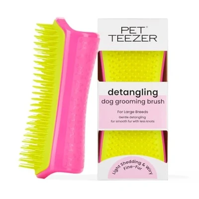 Abbildung von Pet Teezer, Entwirrungs und Fellpflegebürste für Hunde, Rosa Gelb