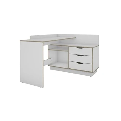Abbildung von byLIVING Winkelschreibtisch Belfast/Rechts oder Links montierbar / 3 Schubkästen/Weiß Kanten in Sonoma Eiche/Bürotisch/Eckschreibtisch/Schreibtisch/B 129, H 83,5, T 105 cm