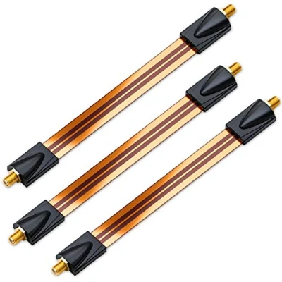 Abbildung von deleyCON 3x Fensterdurchführungen SAT Kabel 17cm Flexibel 26cm Länge Kupplung Fenster &amp; Türen Vergoldet Extrem Flach Geschirmt Klebepads Kupfer
