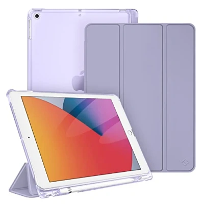Abbildung von Fintie Hülle für iPad 9. Generation 2021/8. Gen 2020/7. 2019 10.2 Zoll mit Stifthalter, ultradünne leichte Schutzhülle transparenter Rückseite und Auto Schlaf/Wach Funktion, Violett