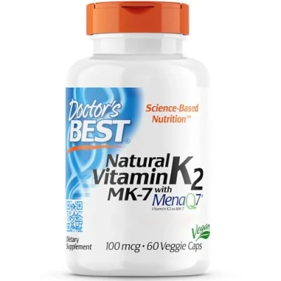 Abbildung von Doctor&#039;s Best, Natural Vitamin K2, MK 7 mit MenaQ7, 100mcg, 60 vegane Kapseln, Laborgeprüft, Glutenfrei, Sojafrei, Vegetarisch