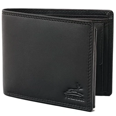 Abbildung von Fa.Volmer ® Herren Geldbörse aus echtem Leder im Querformat klassisch schwarz RFID Schutz Geschenkbox Modell Atlanta