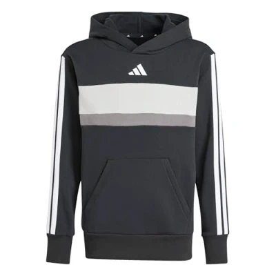 Abbildung von adidas Performance Seasonal Essentials Tiberio 3 Stripes Hoodie Junior Unisex Kapuzenpullover für Kinder, Größe: 176, Black/white/grey two