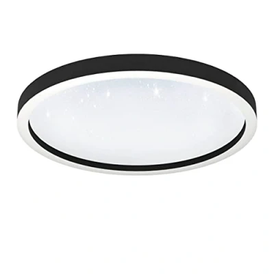 Abbildung von EGLO connect.z Smart Home LED Deckenleuchte Montemorelos Z mit Kristall Effekt, ZigBee, App und Sprachsteuerung Alexa, warmweiß kaltweiß, RGB, dimmbare Deckenlampe in Schwarz, Ø 57 cm