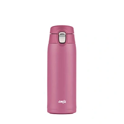 Abbildung von Emsa N21511 Travel Mug Light Thermo /Isolierbecher aus Edelstahl 0,4 Liter 8h heiß 16h kalt BPA Frei 100% dicht auslaufsicher spülmaschinengeeignet Klappverschlussystem Rosa