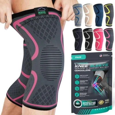 Abbildung von MODVEL Kniebandage Set für Damen und Herren, atmungsaktive Knee Support, Größe S