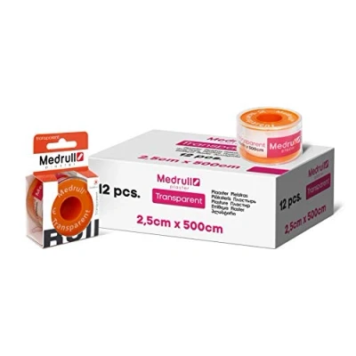 Abbildung von Medrull Fixierpflaster 5m x 2,5 cm TRANSPARENT 12 Rollen Tapeband