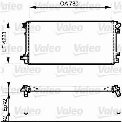 Abbildung von VALEO 735112 Kühler, Motorkühlung Aluminium 780 422 42 Kühlrippen gelötet OPEL: Movano A Van, RENAULT: MASTER 2 Kasten, NISSAN: Interstar Van