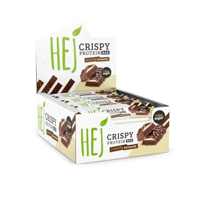 Abbildung von HEJ Crispy Proteinriegel Snack Low Sugar Eiweißriegel 14,4g Protein &amp; 168kcal pro Riegel Vegetarisch ohne Palmöl 12x45g Crunchy Brownie