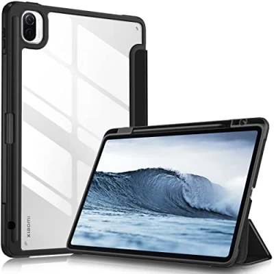 Abbildung von Fintie Hybrid Hülle für Xiaomi Pad 5/Mi 5 Pro ‎11 Zoll 2021, Stoßfeste Abdeckung Schutzhülle mit Transparent Hartschalen Rückseite und Smart Pen Halter 11&quot;, Schwarz