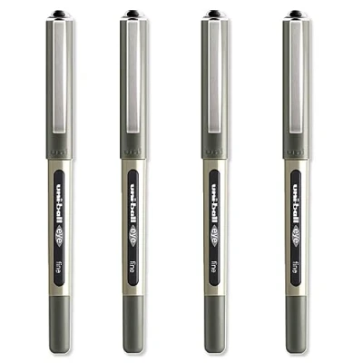 Abbildung von uni ball Eye UB 157 Tintenroller, 0,7 mm Spitze, Schwarz, 4 Stück