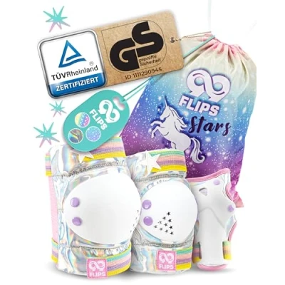 Abbildung von 99FLIPS Knieschoner Kinder Schoner Inliner Set [6er] Protektoren Schützer Größe XS Magic Silver Knieschützer