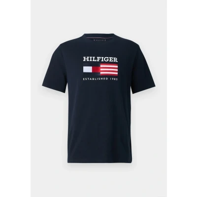 Abbildung von Tommy Hilfiger Americana Monotype FLAG BOX TEE Unisex Tshirt print, Größe: XS, Desert sky