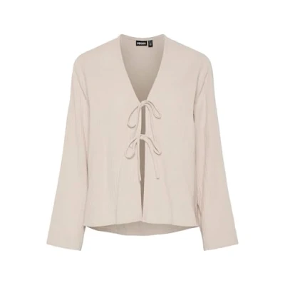 Abbildung von Pieces Pcsastina Binding Bluse, Damen, Größe: Medium, Silver gray