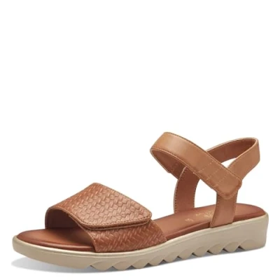 Abbildung von Jana Damen Sandalen flach mit Klettverschluss Vegan, Braun (Tan), 38 EU