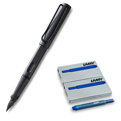 Abbildung von Lamy Füllhalter Safari umbra matt (1 Füller, Federstärke B + 10 Patronen, blau)