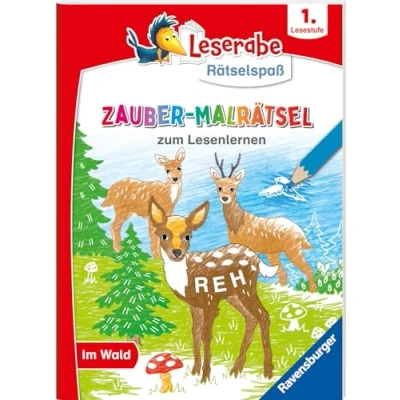 Abbildung von Ravensburger Leserabe Zauber Malrätsel zum Lesenlernen: Im Wald (1. Lesestufe), Malen auf Zauberpapier, Rätsel, Lesen lernen Vorschule, Rätselbuch ab 6 Jahre (Rätselspaß)