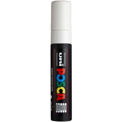 Abbildung von uni ball 186301 POSCA Marker mit extra breiter Rechteckspitze, weiß