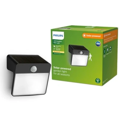 Abbildung von Philips Enkara Solar Außenwandleuchte mit Hausnummer, 0,2W, 2700K, schwarz, IP44 wetterfest