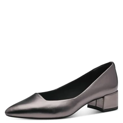 Abbildung von Tamaris Damen Pumps Leder Blockabsatz bequem; Pewter, EU 41
