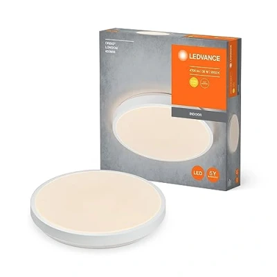 Abbildung von LEDVANCE ORBIS LONDON LED Deckenleuchte 480mm, weiß, 36W, 4150lm, warmweiße Lichtfarbe, sehr homogene Lichtverteilung, lange Lebensdauer, fest verbautes Modul, rund, IP20 Schutzklasse, 3000K