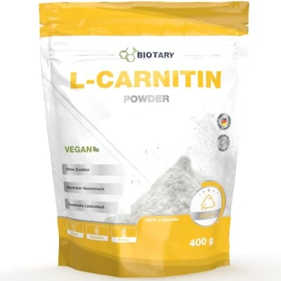 Abbildung von L Carnitin Pure 400 g reines Pulver ohne Zusätze 133 Portionen 3000 mg Carnitinpulver 100% Tartrat Laborgeprüft Vegan Hochdosiert Premium Qualität