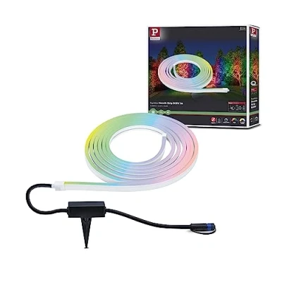 Abbildung von Paulmann 94561 Plug &amp; Shine LED Außenleuchte Stripe Smart Home Zigbee Smooth IP67 5m incl. 1x22 W dimmbar RGBW Farbsteuerung Weiß Kunststoff 3000 K