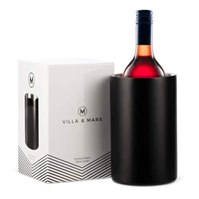 Abbildung von Villa &amp; Marx Weinkühler Edelstahl Flaschenkühler für Wein, Champagner und Weißwein Doppelwandiger Sektkühler aus Metall Sekt Flaschen Kühler mit Premium Geschenkbox (Schwarz Weinflaschenkühler)
