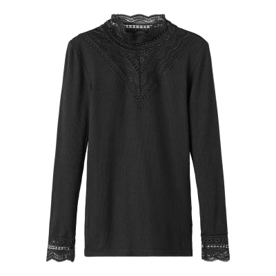 Abbildung von Name it Nkfnuri Langarmshirt für Kinder, Größe: 122/128, Black