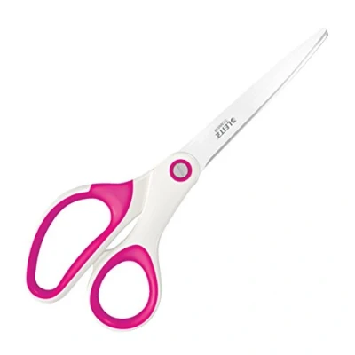 Abbildung von Leitz WOW Titan Qualitätsschere, Für Rechts oder Linkshänder (beidhändig), Haushaltsschere mit ergonomischem Griff, zu Hause Schule, Pink, 53192023