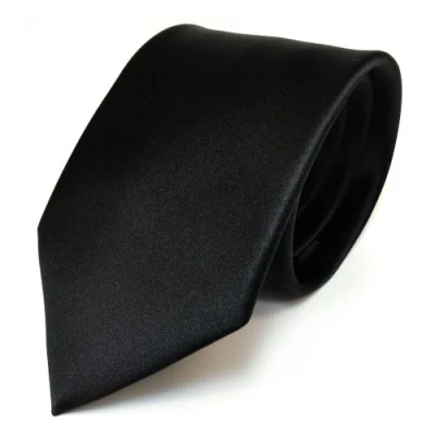 Abbildung von TigerTie Herren Krawatte Klassische 8 cm Satin in schwarz einfarbigem Design, ideal für Geschäftstermine, festliche Anlässe und die Freizeit