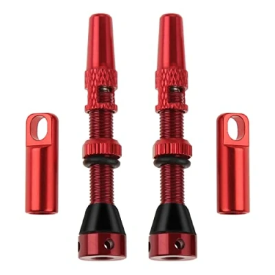 Abbildung von DRELD 2 Stück Fahrrad Tubeless 44mm, 1 Paar Presta Ventile, MTB Tublessventiel, Aluminiumlegierung, Ventilschaft (44mm Rot)