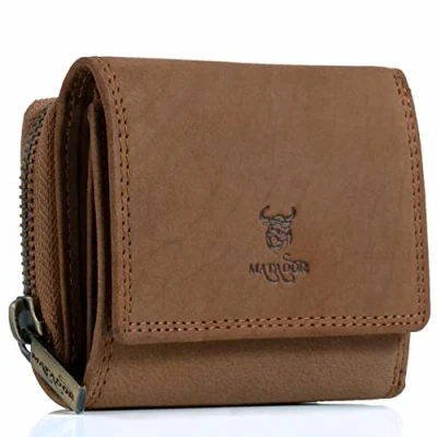 Abbildung von MATADOR® CHIQUITO Echt Leder Klein Geldbörse Damen Mini Geldbeutel Herren TüV geprüfter RFID &amp; NFC Schutz inkl. Geschenk Box