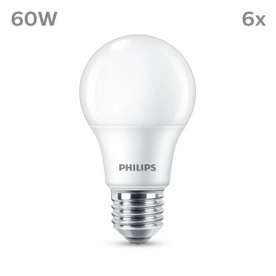 Abbildung von Philips Classic LED E27 Lampe, 60W, matt, warmweiß, nicht dimmbar, 6er Pack