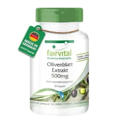 Abbildung von Fairvital Olivenblatt Extrakt 500mg 90 Kapseln HOCHDOSIERT mit 20% Oleuropein VEGAN Olea europaea