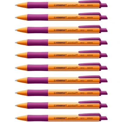 Abbildung von Druck Kugelschreiber STABILO pointball 10er Pack lila