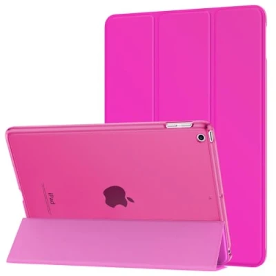 Abbildung von MoKo Hülle Kompatibel für iPad 9.7 2017/2018, 5./6. Generation PU Leder Tasche Schutzhülle Schale Smart Case mit Transluzent Rücken Deckel Auto Schlaf/Wach Stanfunktion, Pitaya Rot