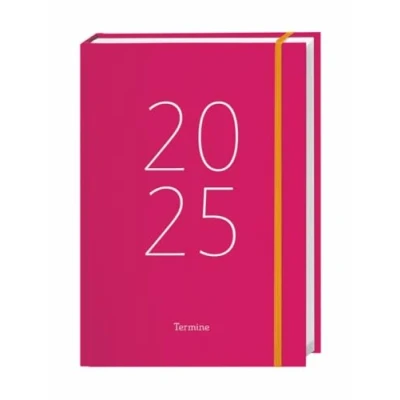 Abbildung von Tages Kalenderbuch A6, pink 2025: Pinker Terminkalender mit Schulferien und Feiertagen. Buch Kalender Lesebändchen Gummiband. Taschenkalender 2025 zum Planen von Terminen (Kalenderbücher Heye)