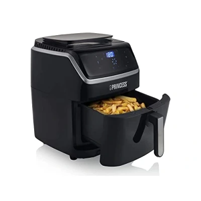 Abbildung von Princess Dampf Heißluftfritteuse, 2 in 1 Dampfgarer &amp; Airfryer, 62,2 Prozent weniger Energieverbrauch, 6,5 L Volumen, 8 Programme, für bis zu 9 Personen, Ø 23,5 cm Garkorb, 182080