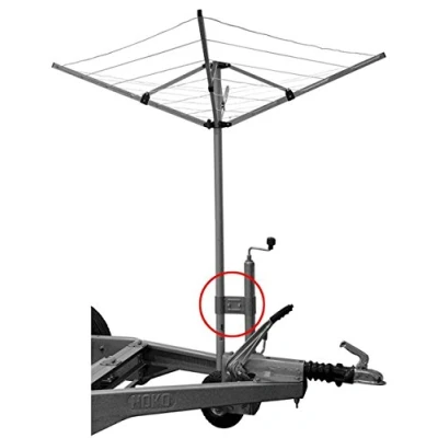 Abbildung von iapyx Stützradhalter Halterung für Deichsel Stützräder Klemmhalter Wäschespinne oder SAT Antenne Mast, Wohnwagen Camping etc