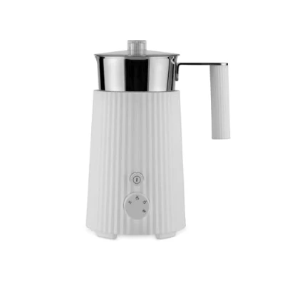 Abbildung von Alessi Plissé MDL13 W Multifunktions Induktions Milchaufschäumer, aus Thermoplastischem Harz, Kanne Edelstahl 18/10, Europäischer Stecker 600 W, 35 cl, Weiß