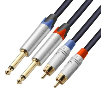 Abbildung von Tisino Cinch auf Klinke 6,3, 2x Grosse Mono Audio Kabel für AV Receiver, Verstärker, HiFi Stereo System, Heimkino System 3M