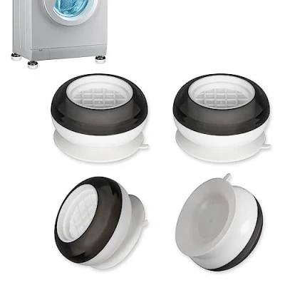 Abbildung von Alyvisun Füße Unterlage, 4 Stück Universal Schwingungsdämpfer Matte Antirutschmatte Waschmaschine Anti Rutsch Pads Fußpolster Antivibrationsmatte für Trockner, Kühlschrank, Weiß, One Size