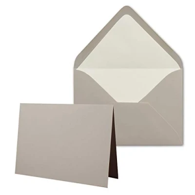 Abbildung von 10 x Kartenpaket mit gefütterten Brief Umschlägen gerippt DIN A6/C6 Taupe 10,5 14,8 cm Nassklebung NEUSER PAPIER