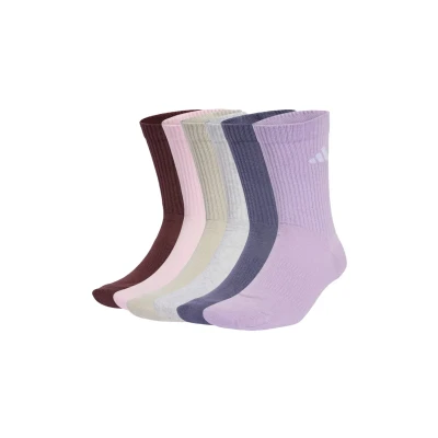Abbildung von adidas Unisex CUSHIONED CREW SOCKS 6 PAIR PACK, Aurora Ruby/Preloved Violet/Powder Plum/Light Grey Heather, 8.5 10