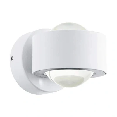 Abbildung von EGLO LED Wandlampe Ono 2, 2 flammige Wandleuchte, Wandstrahler innen aus Aluminium und Kunststoff, Wohnzimmerlampe in Weiß, Klar, Flurlampe mit Up and Down Light warmweiß