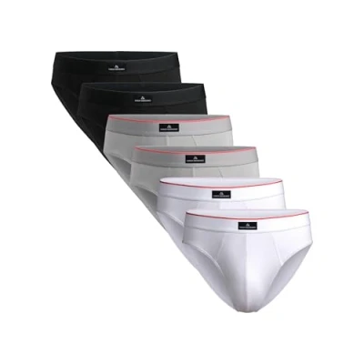 Abbildung von DANISH ENDURANCE 6er Pack Herren Slips, Klassischer Slip aus Baumwolle, Weiche Unterwäsche, Mehrfarbig (2X Schwarz, 2X Grau, Weiß), 3XL