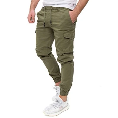 Abbildung von PITTMAN Darius Herren Cargohose Cargo Hose Slim Fit Männer Baumwoll Stoffhose, Grün (Deep Lichen Green 180312), W38/L38