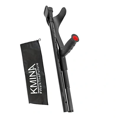 Abbildung von KMINA PRO Carbon Krücke Faltbar (x1 stück), Unterarmgehstütze Schwarz, Gehstütze Faltbar, Leichte Gehhilfe, Klappbar Carbon, Made in Europe